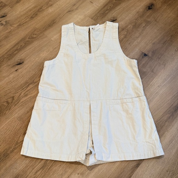 FREE PEOPLE Vista Skort Romper Cotton Sleeveless Button Back Cream Size S - Picture 2 of 7